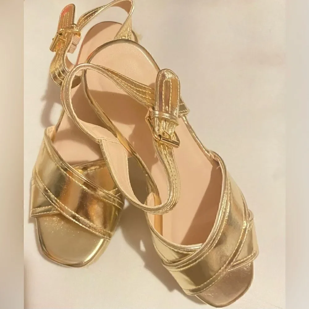 🛍️Nature Breeze Espadrilles Wedge Summer Fashion Sandals Gold Size:8 💥